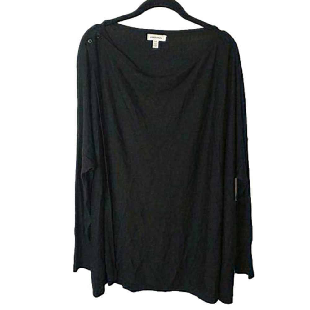 Halogen Black Puff Sleeve Blouse Boatneck 3/4-Sleeve NWT Small